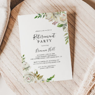 White Winter Peony Blommigt Pension Party Inbjudningar