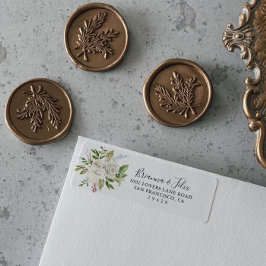 White Winter Peony Blommigt Returadress Returadress Etikett