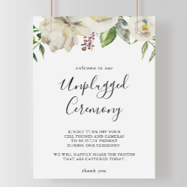 White Winter Peony Blommigt Unplugged Ceremony Sig Poster