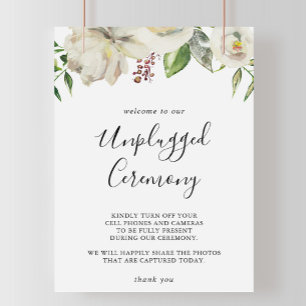 White Winter Peony Blommigt Unplugged Ceremony Sig Poster