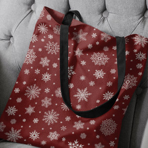 White Winter Snowflake Crimson Red Tygkasse