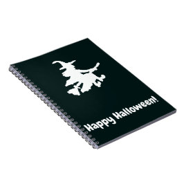 White Witch on Black - Happy Halloween  Anteckningsbok