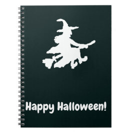 White Witch on Black - Happy Halloween  Anteckningsbok