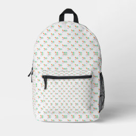 White with a colorful, geometric pattern