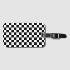 White with Classic Black Square Pattern Style Bagagebricka