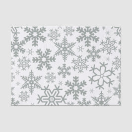 WHITE WITH GREEN WINTER SNOWFLAKES