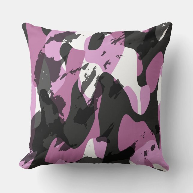 White with shades of pink and gray camo abstract kudde (Framsida)