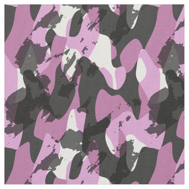White with shades of pink and gray camo abstract tyg (Närbild)