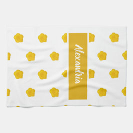 White With Yellow Wildflower Photos Custom Name Kökshandduk