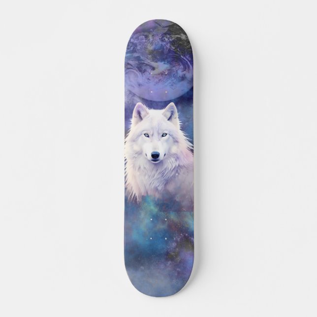White Wolf Dark Moon Skateboard-däck Mini Skateboard Bräda 18,5 Cm (Framsida)