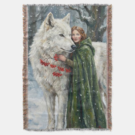 White Wolf Redhead Druid Winter Berries Fantasy Ar Filt