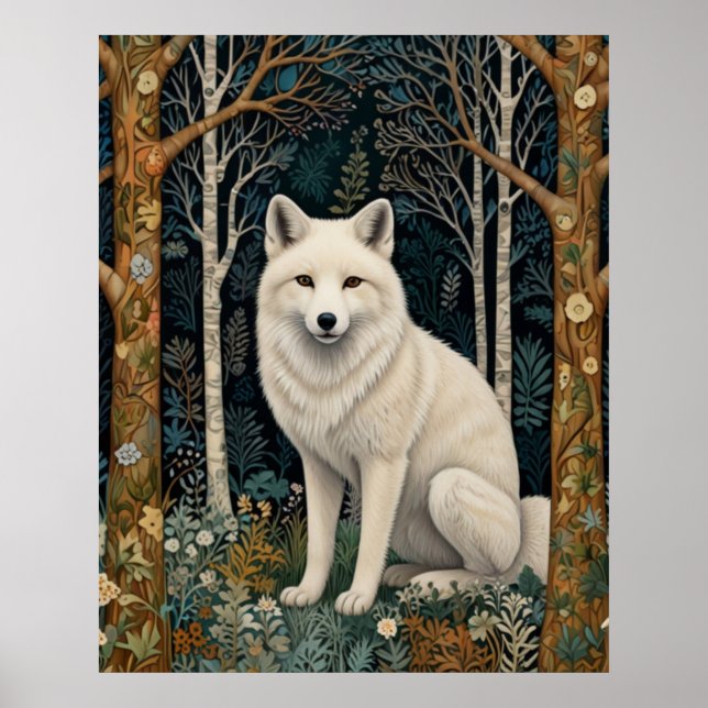 White wolf vintage boho woodland forest  poster (Framsidan)