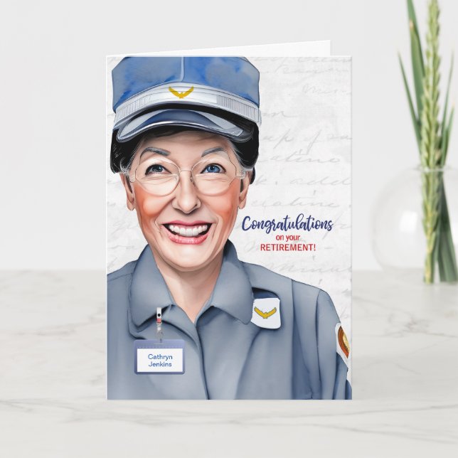White Woman Postal Mail Carrier Pension Kort (Framsida)