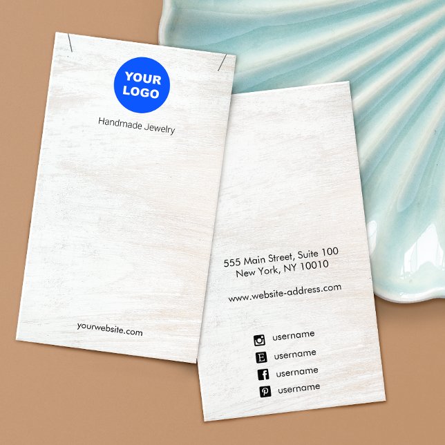 White Wood Add Logotyp Pendant Necklace Visning Visitkort (Skapare uppladdad)