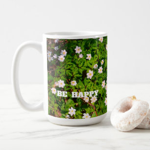 White Wood Anemone Vår blommor BE Lycklig Kaffemugg