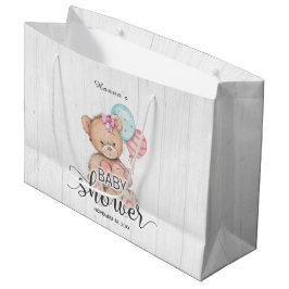 White Wood Balloy & Nalle Girl Baby Shower