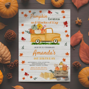 White Wood Fall Harvest Pumpkin Lastbil Pumpkin Inbjudningar