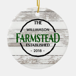 White Wood Farmhouse Family Namn jul Julgransprydnad Keramik