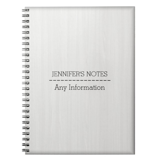 White Wood Grain Struktur Anteckningsbok (Framsidan)
