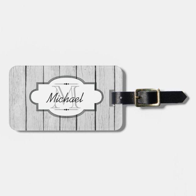 White Wood Luggage Tag Bagagebricka (Horisontell Framsida)