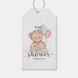 White Wood & Nalle Girl Baby Shower Tack Presentetikett
