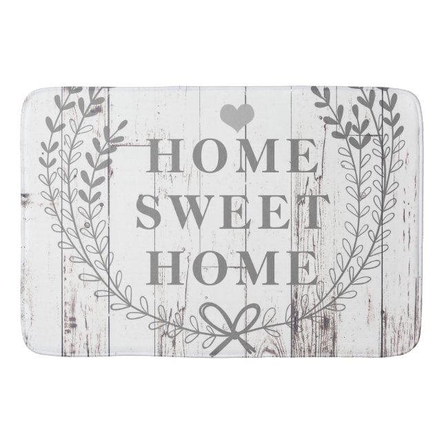 White Wood Rustic Farmhouse Home Sweet Home Badrumsmatta (Framsidan)