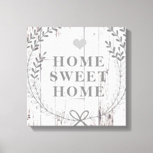 White Wood Rustic Farmhouse Home Sweet Home Canvastryck