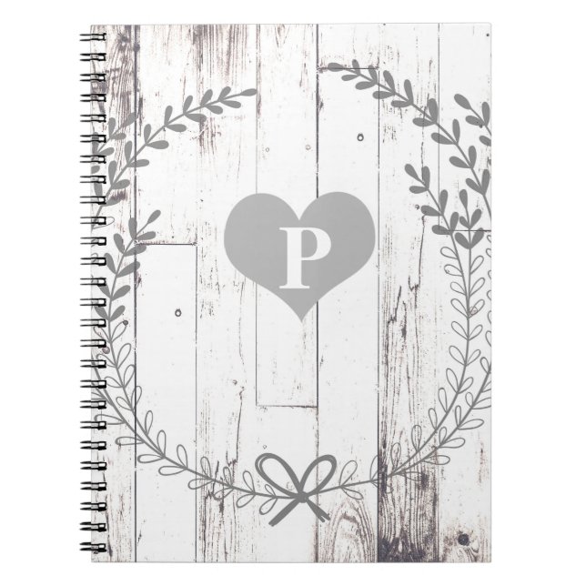 White Wood Rustic Farmhouse Shabby chic Anteckningsbok (Framsidan)