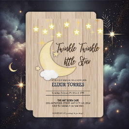 White Wood Twinkle Twinkle Little Star Baby Shower Inbjudningar