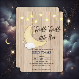 White Wood Twinkle Twinkle Little Star Baby Shower Inbjudningar