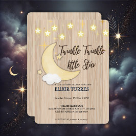 White Wood Twinkle Twinkle Little Star Baby Shower Inbjudningar