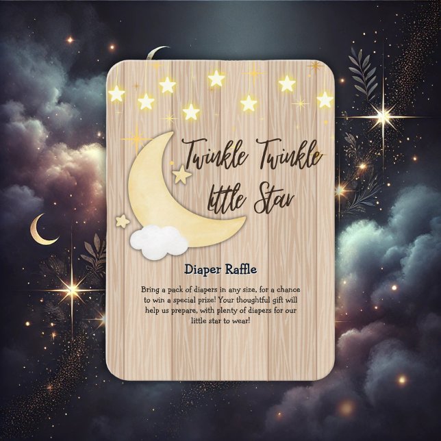 White Wood Twinkle Twinkle Little Star Baby Shower Tilläggskort (Skapare uppladdad)