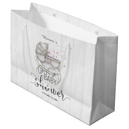 White Wood & Vintage Carriage Girl Baby Shower
