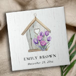 White Wooden Rustic Purple Tulip Floral Birdhouse  Kakelplatta<br><div class="desc">If you need any further customisation please feel free to message me on yellowfebstudio@gmail.com.</div>