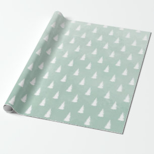 White Woodland Forest Spruce Träd Sage Grönt Presentpapper