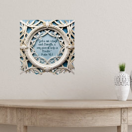 White Woven Ram på Blue Bible Verses Poster