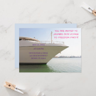 White Yacht on Ocean Funny Bachelorette Boat Inbjudningar