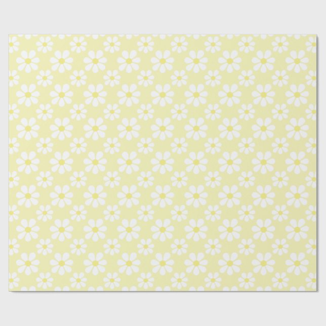 White Yellow Daisy Pattern  Presentpapper (Platt)