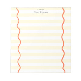 White & Yellow Stripe Teacher Notepad Anteckningsblock