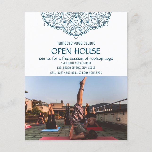 White Yoga Meditation Open House-reklamfoto Flygblad (Framsidan)