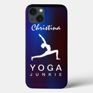 White Yoga Pose Silhouette Blue Background Slim