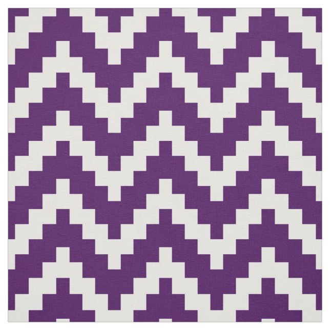White Zigzag Ikat & Anpassningsbar Lila Background Tyg (Provkarta)