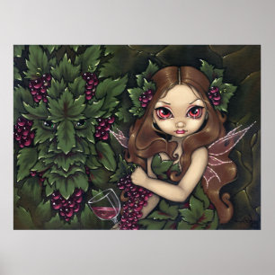 White Zinfandel ART PRINT vin fairy Greenman Poster
