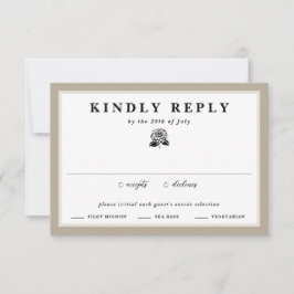 White Zinnia Flower Taupe & Ivory Blommigt Bröllop OSA Kort