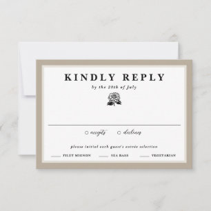White Zinnia Flower Taupe & Ivory Blommigt Bröllop OSA Kort