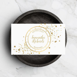 White Zodiac Astrology Guld Stars Visitkort
