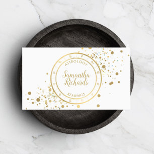 White Zodiac Astrology Guld Stars Visitkort