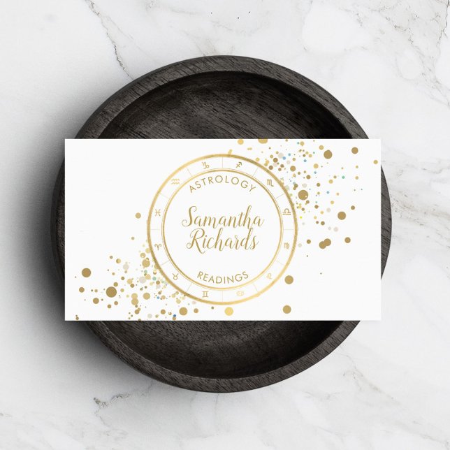 White Zodiac Astrology Guld Stars Visitkort (Skapare uppladdad)