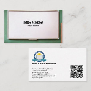 Whiteboard School Teacher med QR-kod Visitkort