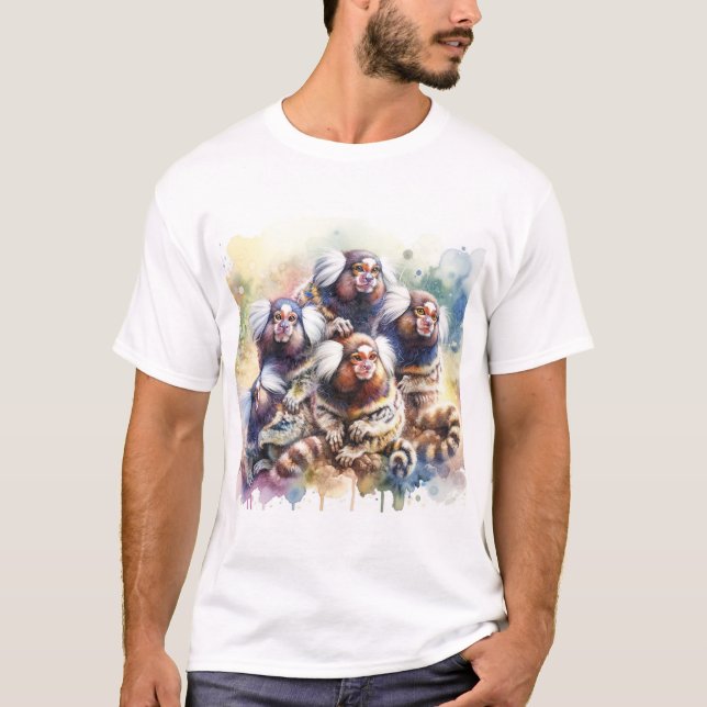 Whiteeared Marmosets 060624AREF122 - Watercolor T Shirt (Framsida)